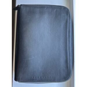 TRUSSARDI Black Leather Full Zip Portfolio Day Planner
